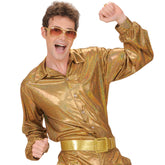Déguisement Chemise Disco Holographique Doré / Costume Chemise Disco Holographique Or / La Maison du Déguisement